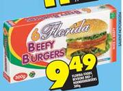 Florida Foods Bevrore Beefy/Holnder Burgers-300g