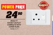 Build It Socket Outlet Complete With Cover Plate-16amp 2x4