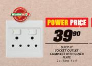 Build It Socket Outlet Complete With Cover Plate-2x16amp 4x4