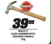 Build It Claw Hammer with Wooden Handle-500g
