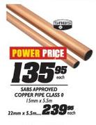 Sabs Approved Copper Pipe Class 0-15mm x 5.5m ech
