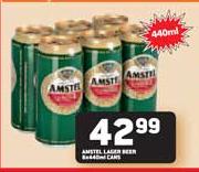 Amstel Lager Beer Cans-6 x 440ml