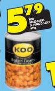 Koo Baked Beans in Tomato Sauce-410gm