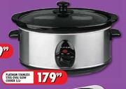 Platinum Stainless Steel Oval Slow Cooker-3.5Ltr