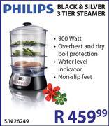 Philips Black & Silver 3 Tier Steamer-900W