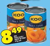 Koo Peach Slices In Syrup-410gm