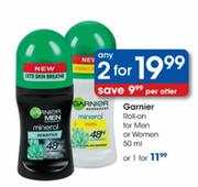 Garnier Roll-On For Men Or Women-2x50ml