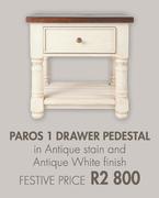 Paros 1 Drawer Pedestal