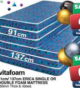 Vitafoam 137cm Erica Single or Double Foam Mattress 150mm Thick & Ribbed-each