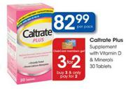 Caltrate Plus Supplement with Vitamin D & Minerals Tablets-30 per pack