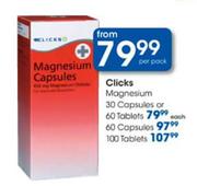 Clicks Magnesium 30 Capsules or 60 Tablets-each