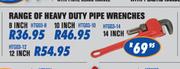 Range Of Heavy Pipe Wrenches-10 Inch