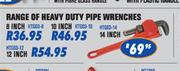 Range Of Heavy Pipe Wrenches-14 Inch