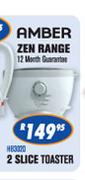 Amber Zen Range 2 Slice Toaster