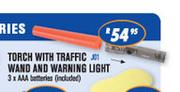 Torch With Traffic Wand & Warning Light