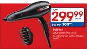 Babyliss iPro Lonic AC Hairdryer With Diffuser(6632E)-2000W Each