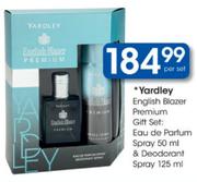 Yardley English Blazer Premium Gift Set: Eau De Parfum Spray & Deodorant Spray-50ml/125ml Per Set