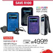 Sandisk Sansq Clip + 4GB MP3 Player-Each