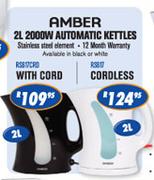 Amber 2000W Automatic Corded Kettles - 2 Ltr
