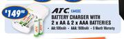 ATC Battery Charger With 2xAA & 2xAAA Batteries