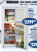 Dixon 220Ltr White Double Door Refrigerator