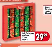 Foil Christmas Crackers-27cm 6-Pack