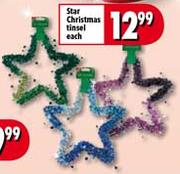 Star Christmas Tinsel Each
