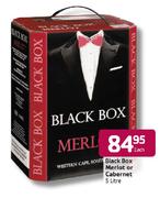 Black Box Merlot Or Cabernet-5L Each