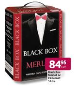 Black Box Merlot Or Cabernet-5Ltr Each