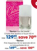 Revlon Eau De Toilette Charlie Pink Sparkle Or Touch-50ml Each