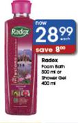 Radox Foam Bath-500ml Or Shower Gel-400ml Each