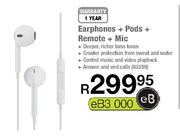Earphones + Pods + Remote + Mic