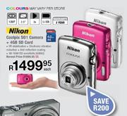 Nikon Coolpix S01 Camera + 4GB SD Card-Each