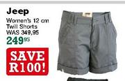 Jeep Women's 12cm Twill Shorts-Each