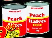 Ritebrand Peach Halves/Slices In Syrup-825g Each