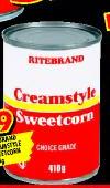 Ritebrand Creamstyle Sweetcorn-410g