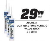 Alcolin Contractors Acrylic-3x260ml Each