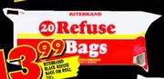 Ritebrand Black Refuse Bags On Roll-20's
