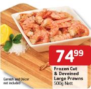 Frozen Cut & Deveined Large Prawns-500gm Nett