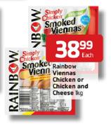 Rainbow Viennas Chicken or Chicken and Cheese-1kg Each