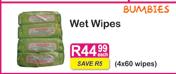 Bumbies Wet Wipes-4x60's