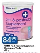 Clicks Pro & Postnatal Supplement Strawberry Or Vanila-400g Each