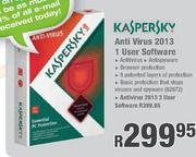 Kaspersky Anti Virus 2013 1 User Software