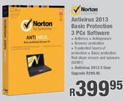 Norton Anti Virus 2013 Basic Protection 3 PC's Software
