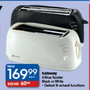 Safeway 4-Slice Toaster Black Or White-Defrost & Re-Heat Functions