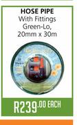 Hose Pipe With Fittings Green-Lo- 20mm x 30m Each