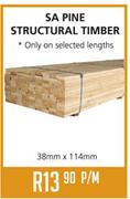 SA Pine Structural Timber 38x114mm-Per M