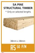SA Pine Structural Timber 38x38mm-Per M