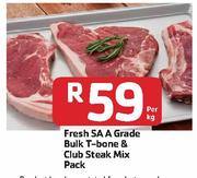 Fresh SA A Grade Bulk T-Bone & Club Steak Mix Pack-Per Kg