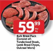 Bulk Braai Pack(Consist Of: Tenderised Steak, Lamb Braai Chops, Oukraai Wors)-Per Kg